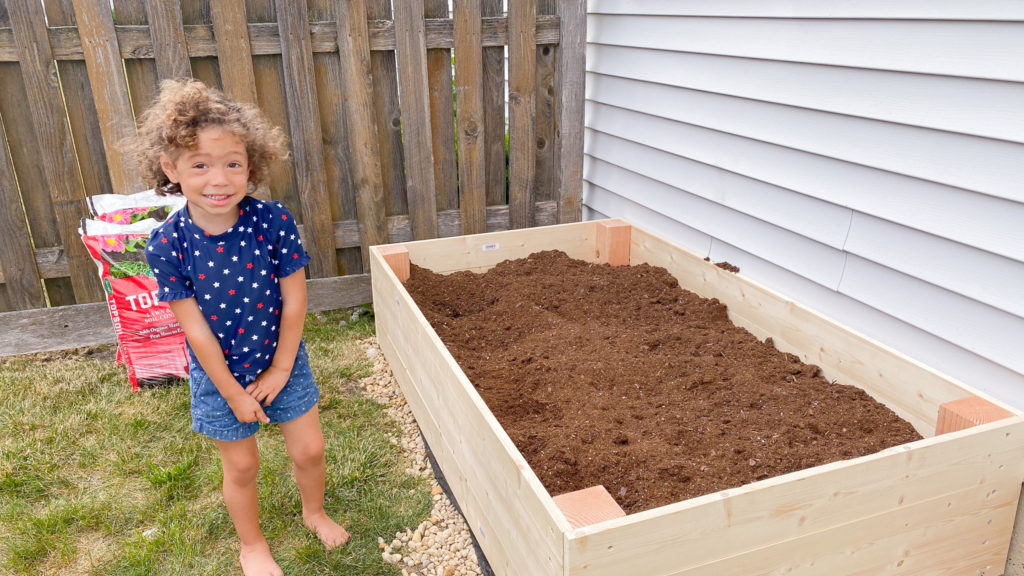 layering garden bed with top soil